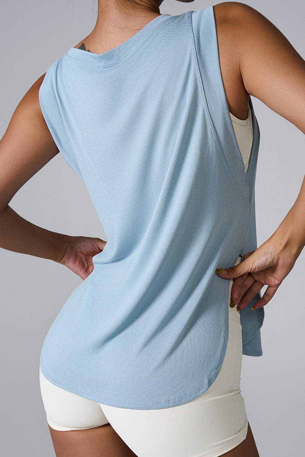 Slit Round Neck Active Tank - Trendsi - Flyclothing LLC