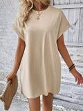 Pocketed Round Neck Short Sleeve Dress - Trendsi - Flyclothing LLC