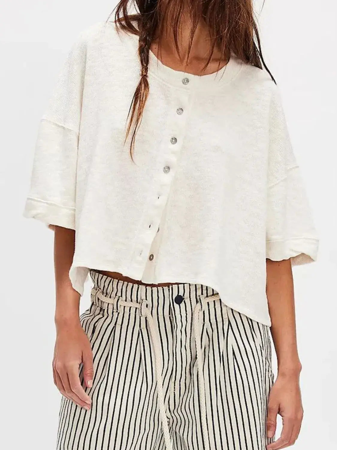Button Down Half Sleeve Shirt - Trendsi - Flyclothing LLC