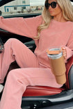 Round Neck Long Sleeve Top and Pants Set - Trendsi - Flyclothing LLC
