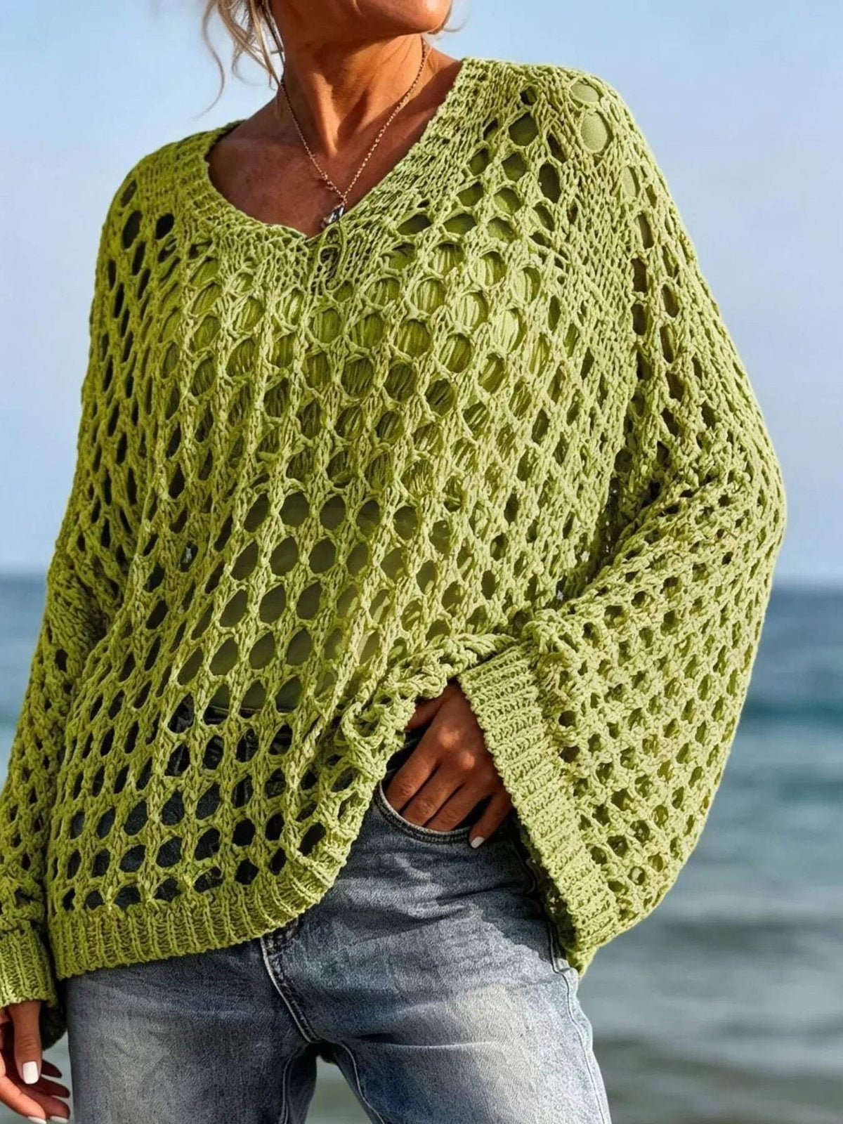 Lightweight Openwork Crochet Knit Cover Up - Trendsi - Flyclothing LLC