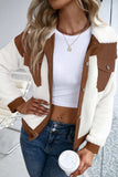 Corduroy Contrast Patchwork Fuzzy Jacket - Trendsi - Flyclothing LLC