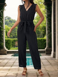 Lace Detail V-Neck Sleeveless Jumpsuit - Trendsi