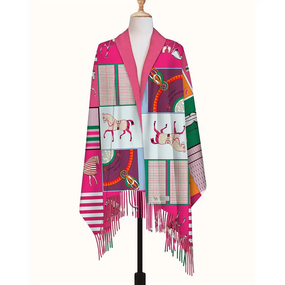 AWST Int'l Horses in Blankets Acrylic Cashmere Scarf-28" x 78" - Breeches.com - Flyclothing LLC