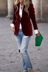 Lapel Collar One Button Blazer - Trendsi