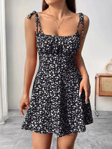 Floral Print Tie Strap Mini Dress - Trendsi - Flyclothing LLC