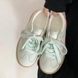 Contrast Round Toe Flat Sneakers - Trendsi - Flyclothing LLC