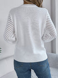 Openwork Round Neck Long Sleeve Knit Top - Trendsi
