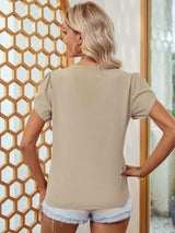 V-Neck Petal Sleeve Blouse - Trendsi - Flyclothing LLC