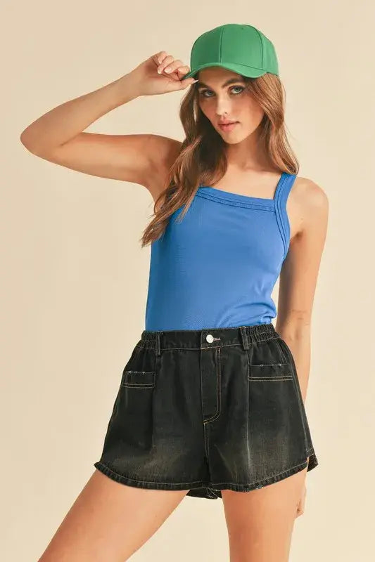 Aemi + Co Square Neck Wide Strap Tank - Trendsi - Flyclothing LLC