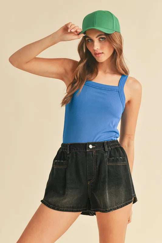 Aemi + Co Square Neck Wide Strap Tank - Trendsi - Flyclothing LLC