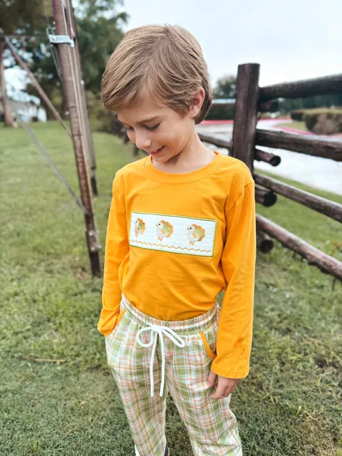 Thanksgiving Turkey Smocked Boys Pant Set - Rylee Faith Designs - Flyclothing LLC