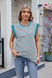 Contrast Striped Round Neck T-Shirt - Trendsi - Flyclothing LLC