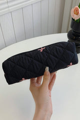 Bow Embroidered Quilted Storage Bag - Trendsi