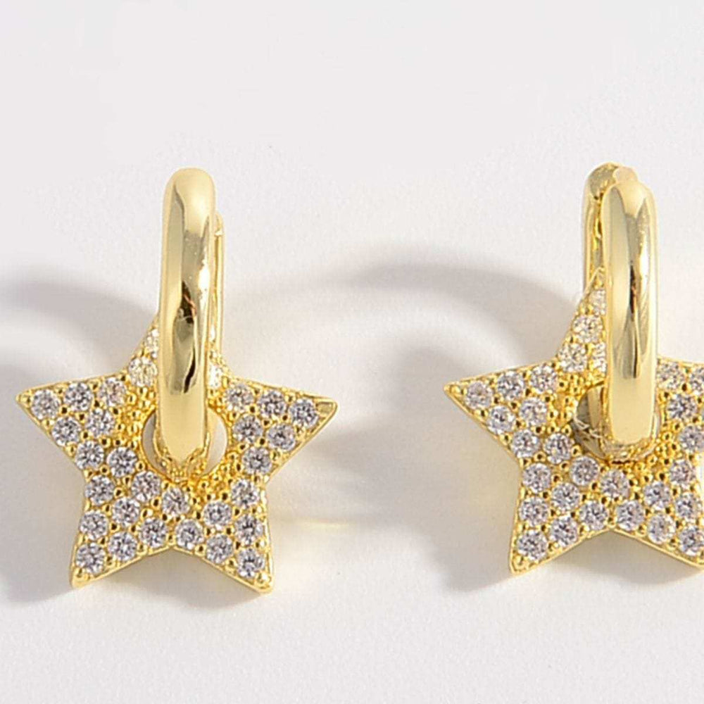 925 Sterling Silver Zircon Star Earrings - Trendsi - Flyclothing LLC