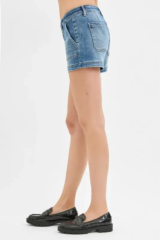 RISEN Low Rise Patched Pocket Shorts - Trendsi - Flyclothing LLC