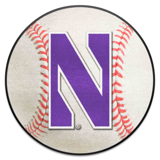 Northwestern Wildcats Baseball Rug - 27in. Diameter - Northwestern