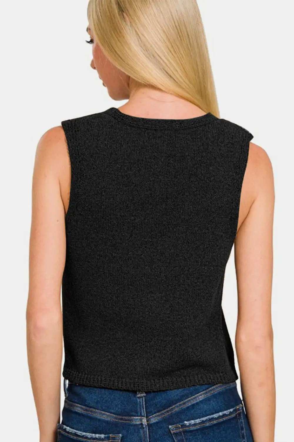 Zenana Hook and Eye Closure V-Neck Sweater Vest - Trendsi - Flyclothing LLC