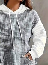 Full Size Textured Kangaroo Pocket Hoodie Plus Size - Trendsi - Flyclothing LLC