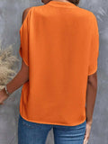 Notched Cold Shoulder Half Sleeve Blouse - Trendsi - Flyclothing LLC