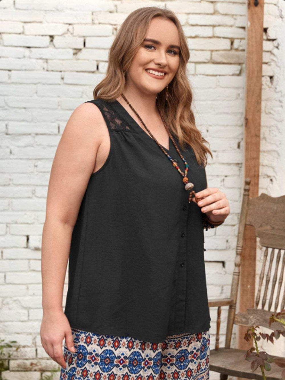 Plus Size V-Neck Tank - Trendsi - Flyclothing LLC