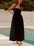 Devine Ruched Halter Neck Midi Dress - Trendsi