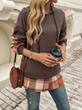 Devine Drawstring Plaid Long Sleeve Hoodie - Trendsi - Flyclothing LLC