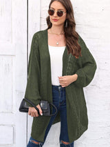 Cable-Knit Open Front Long Sleeve Cardigan - Trendsi - Flyclothing LLC