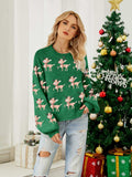 Reindeer Round Neck Long Sleeve Sweater - Trendsi - Flyclothing LLC