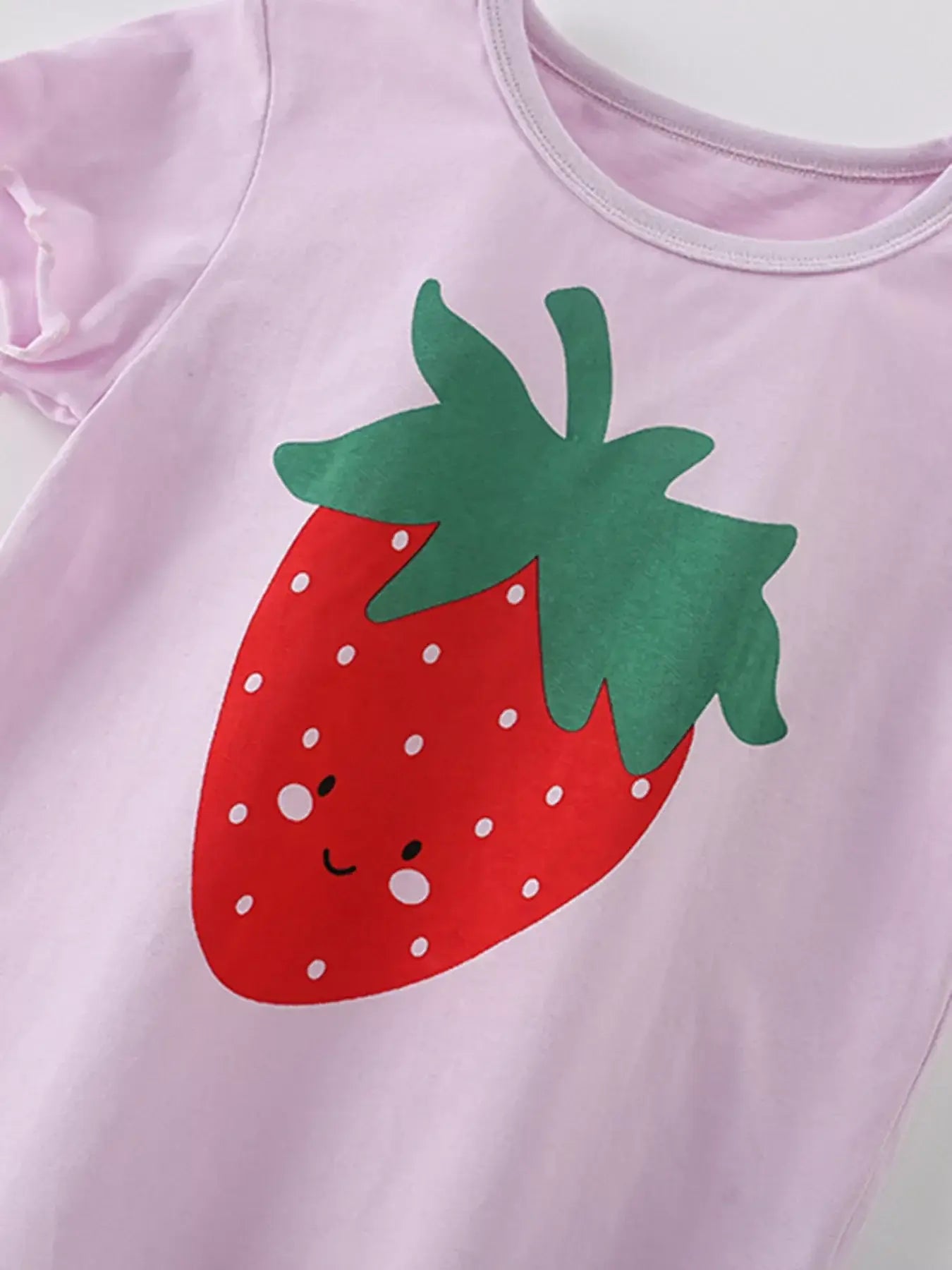 Children's Strawberry Round Neck Tee and Shorts Set - Trendsi - Flyclothing LLC