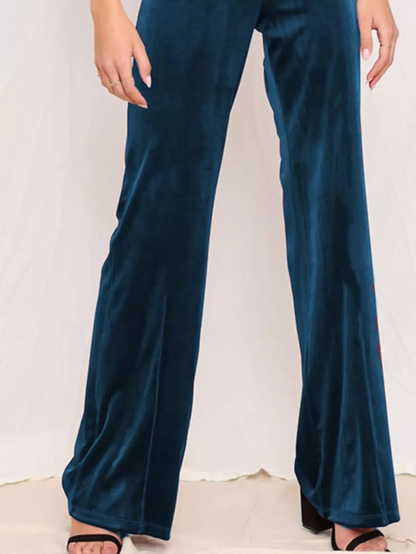 Full Size Velvet Wide Leg Pants Plus Size - Trendsi - Flyclothing LLC