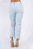 American Bazi High Waist Distressed Raw Hem Jeans - Trendsi