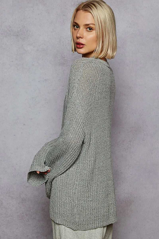 POL Oversized V-Neck Knit Top - Trendsi - Flyclothing LLC