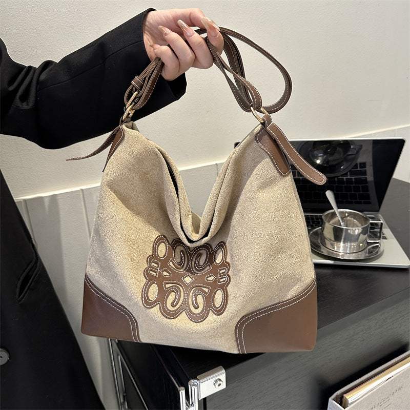 Suede Patch Adjustable Strap Tote Bag - Trendsi - Flyclothing LLC