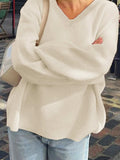 V-Neck Long Sleeve Sweater - Trendsi - Flyclothing LLC