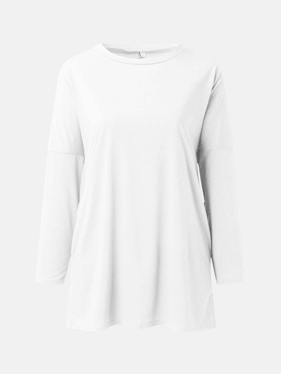 Full Size Round Neck Long Sleeve T-Shirt - Trendsi - Flyclothing LLC