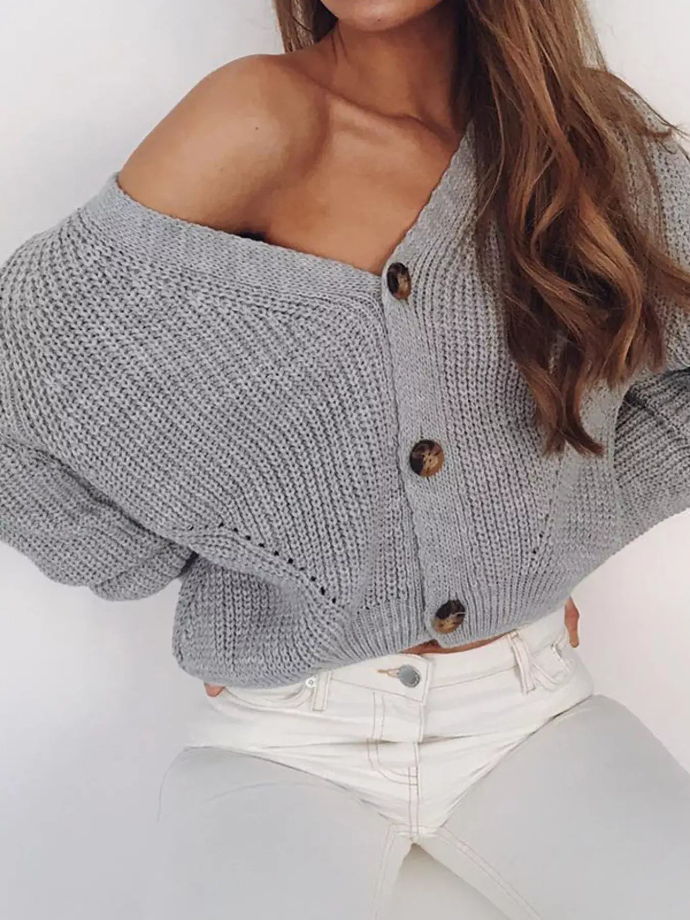 Full Size Chunky Knit Button-Down Cardigan Plus Size - Trendsi - Flyclothing LLC