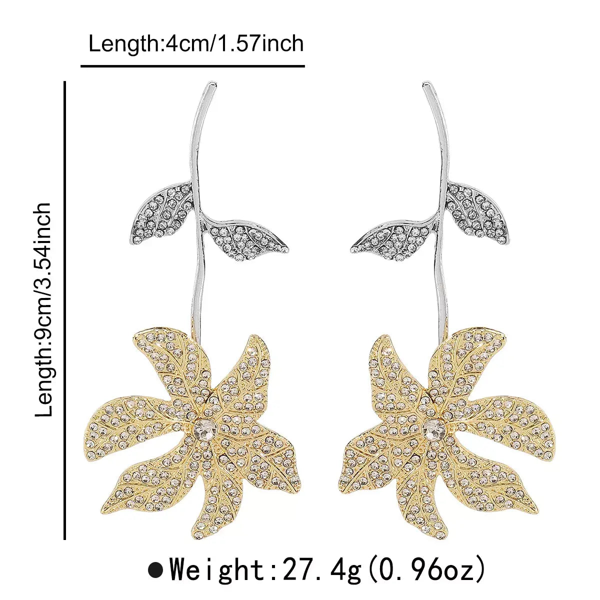 Rhinestone Flower Dangle Earrings - Trendsi - Flyclothing LLC