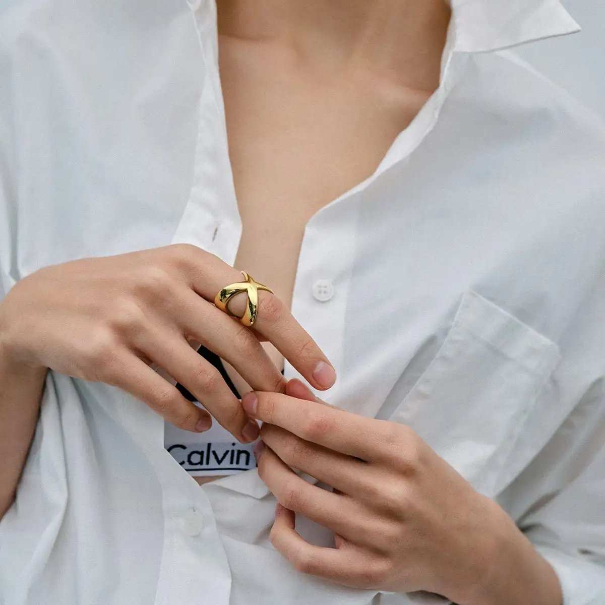 18K Gold-Plated Crisscross Ring - Trendsi - Flyclothing LLC