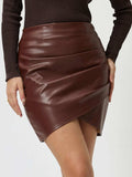 Ruched Asymmetrical Hem Skirt - Trendsi - Flyclothing LLC