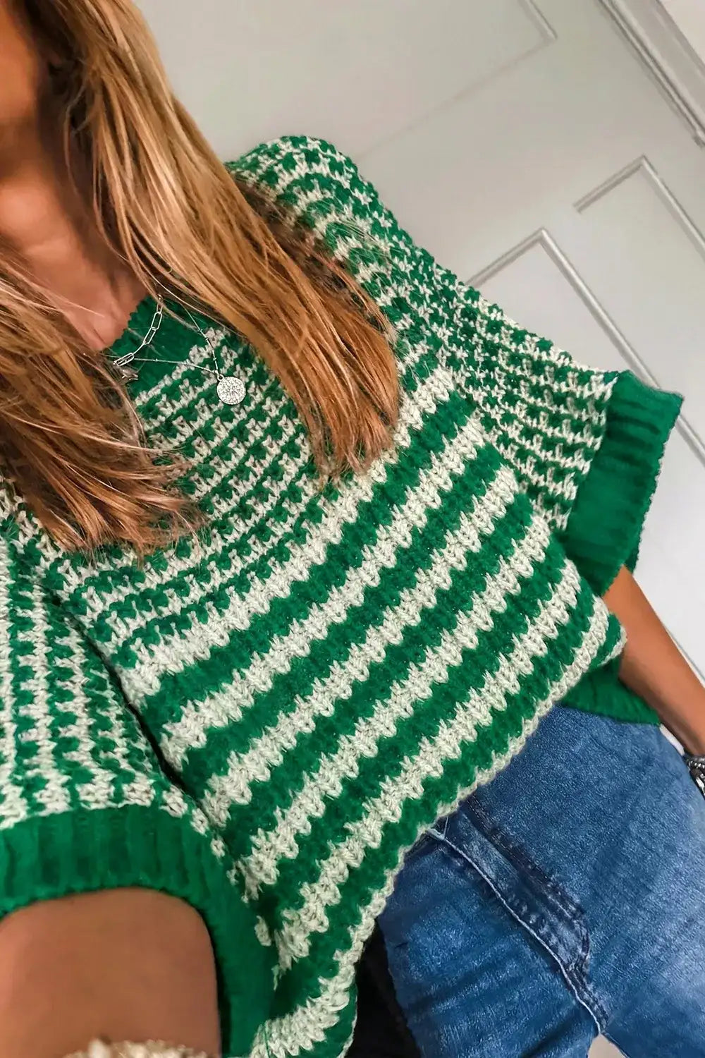 Striped Textured Knit Sweater - Trendsi - Flyclothing LLC