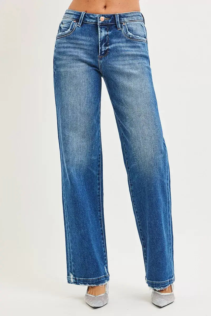 RISEN Full Size Slouchy Baggy Jeans Pocket Side Seam Detail Plus Size - Trendsi - Flyclothing LLC