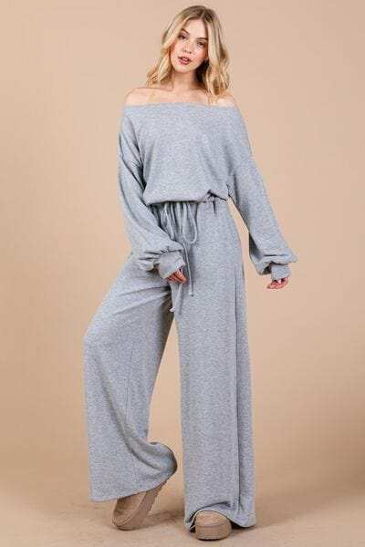 Ces Femme Boat Neck Long Sleeve Drawstring Jumpsuit - Trendsi - Flyclothing LLC