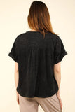 VERY J Nochted Short Sleeve Washed T-Shirt - Trendsi