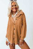 Waffle-Knit Collared Neck Long Sleeve Shirt - Trendsi - Flyclothing LLC