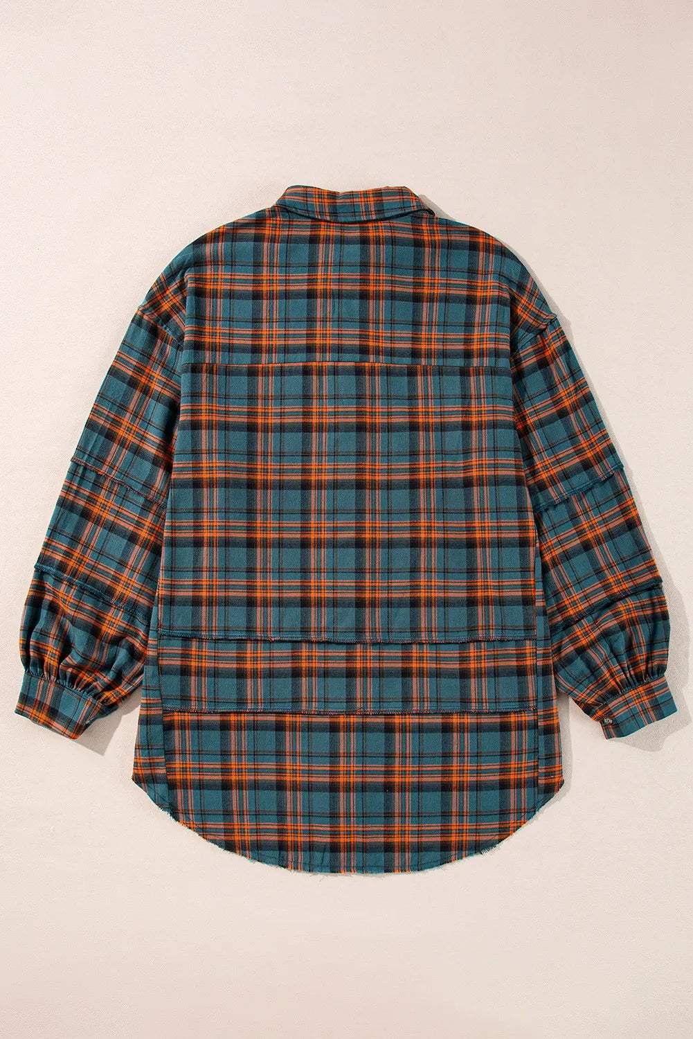 Plaid Collared Neck Long Sleeve Shirt - Trendsi - Flyclothing LLC