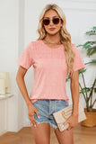 Ruched Round Neck Short Sleeve T-Shirt - Trendsi
