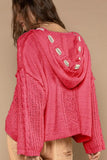POL Cable Knit Hooded Chenille Sweater - Trendsi