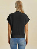 Double Take Full Size Mock Neck Short Sleeve Sweater - Trendsi - Flyclothing LLC