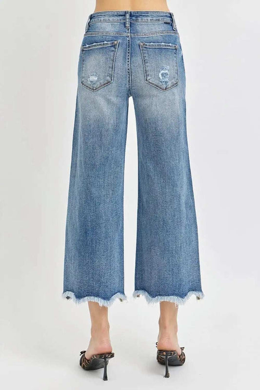 Risen High Rise Cropped Flare Jeans - Trendsi - Flyclothing LLC